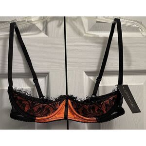Fredericks of Hollywood Orange Satin Lux Demi Bra Size 10 NEW
